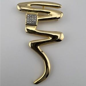 Vintage Park Lane Pave
Rhinestone Gold Tone Squiggle
Abstract Pin Brooch Pendant